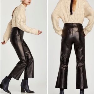 Zara Pants - genuine sheep skin leather- crop flare